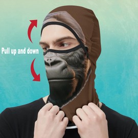 Kiyrnie Balaclava Face Mask Men Women for Summer Motorcycle Cycling Fishing, Animal Gorilla Brown, One Size