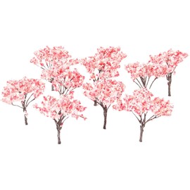 ANCLLO 25pcs Model Trees Model Trains Scenery 6.5cm Cherry Blossom Model Trees for OO HO Scale Landscape Architecture Scenery