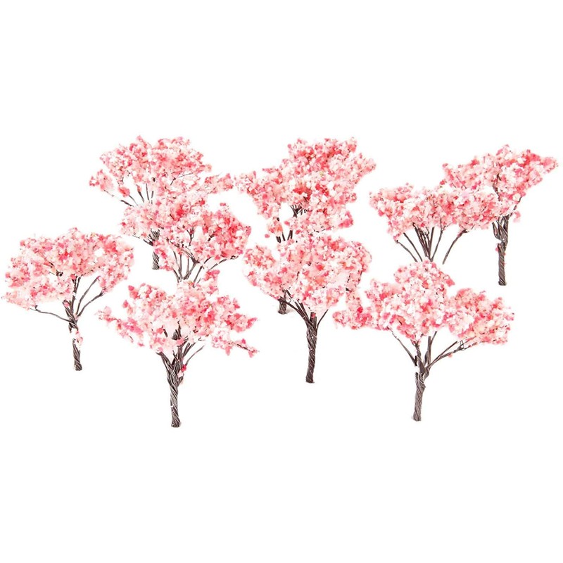ANCLLO 25pcs Model Trees Model Trains Scenery 6.5cm Cherry Blossom