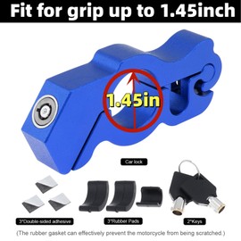 Windance Motorcycle Anti Theft Lock,Heavy Duty Front Brake Lock,Throttle Grip Clutch Brake Lever Handlebar Lock for Protection (Blue, L)