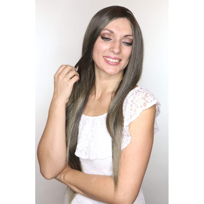 Prettyland 80cm lange Damen Perücke Mittelscheitel Wig Cosplay Hitzefest Weiß