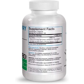 Bronson Tart Cherry Extract 2500 mg Vegetarian Capsules with Antioxidants and Flavonoids Non-GMO, 180 Count