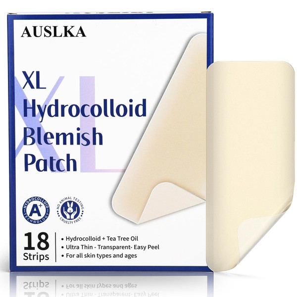 AUSLKA Large Blemish Patches XL -18 Strips, Hydrocolloid Spot Dots