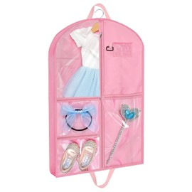 Svaldo Pink Dance Garment Bags for Dancers, 1pc 24x40x3", Waterproof Garment Bags for Hanging Clothes, Dance Costumes, Girls Dresses for Dance Competition Travel, Dust Proof with Handles & 5 Pockets