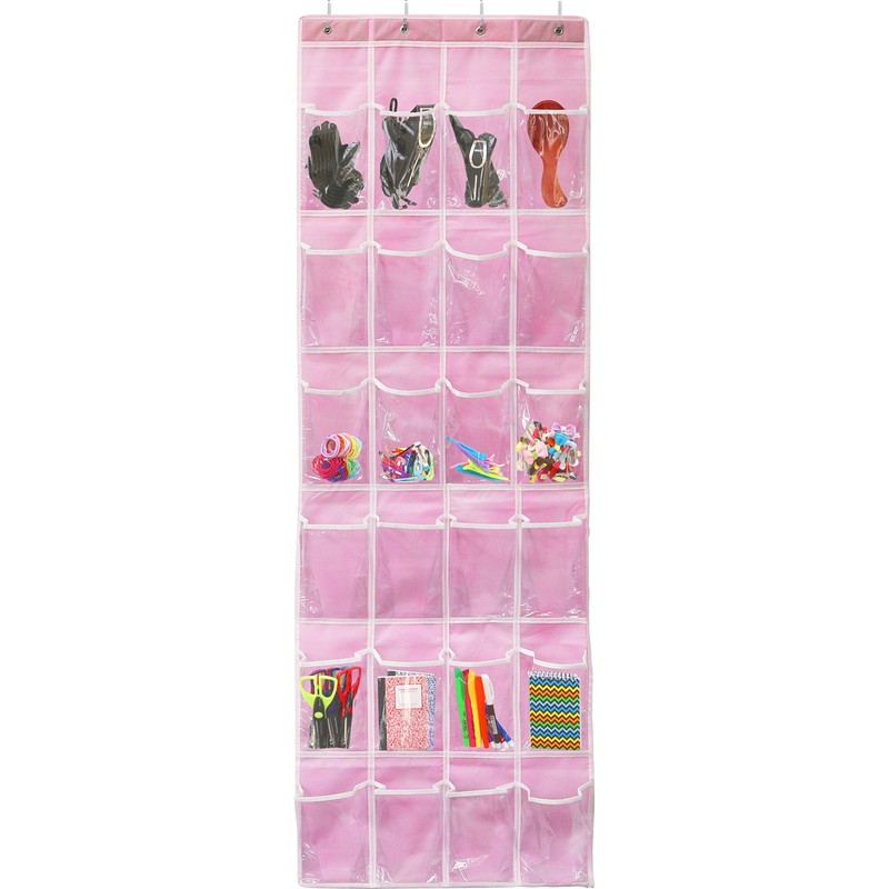SimpleHouseware Crystal Clear Over The Door Hanging Shoe Organizer, 24