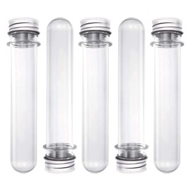 5 Pcs 40ml Plastic Test Tubes with Lid, Clear Test Bottle Reusable Transparent Sealing Container Tubes Sample Storage Tub (40ml)