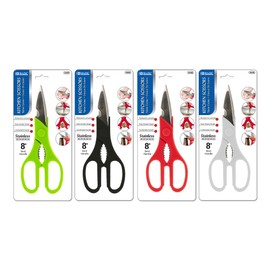 BAZIC Kitchen Scissors 8" Stainless Steel, Heavy Duty Shears Sharp Utility Scissor, Bottle Opener, Nut Cracker, Fish Scales Scraper, for Food Meat Vegetables, 24-Pack
