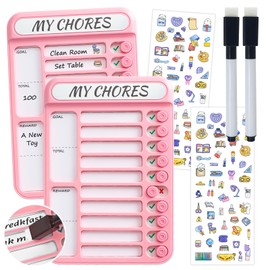 2 Pcs Dry Erase Chore Chart for Kids, Magnetic Whiteboard Checklist Board, Reusable to Do List Board, RV Daily Routine Schedule Board Planner for Refrigerator, Wall, Desk