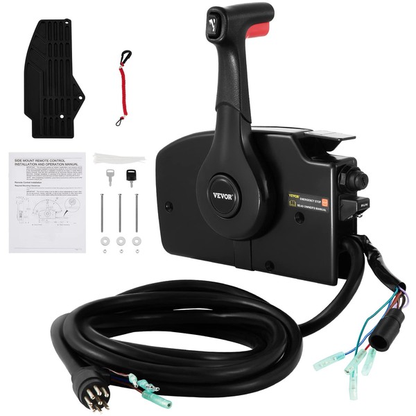 Mophorn Boat Throttle Control 881170A15 Mercury Single-Engine Control with 8 Pins Side Mounted Outboard Control Box with Emergency Lanyard