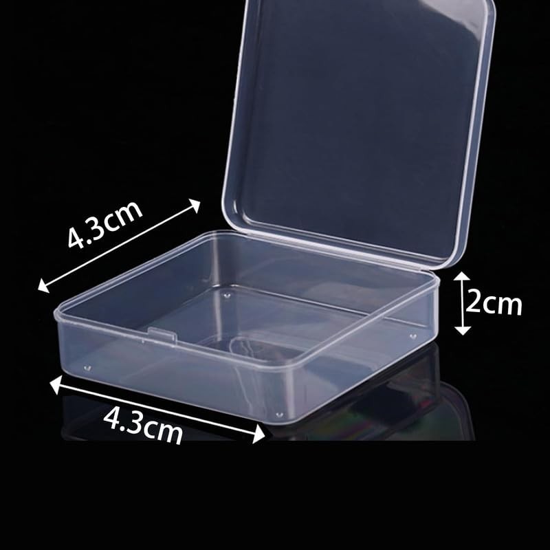 Globellapro 4PCS Square Transparent Plastic Organize,Small Storage Box with Lids,Empty