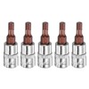 sourcing map 5pcs H4 Hex Bit Socket 1/4" Square Drive