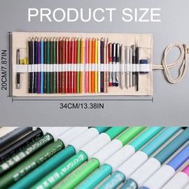 RGZD Canvas Roll Up Pencil Case with 24 Compartments for Colored Pencils, Ideal for Sketching, Drawing and Writing, Night Sky Design