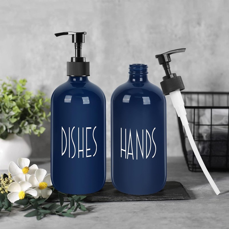 Dish Soap Dispenser for Kitchen - 16 OZ Glass Hand