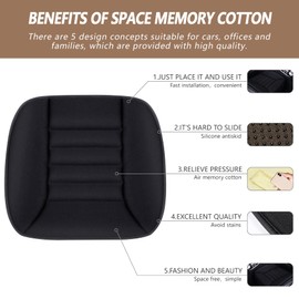 MYFAMIREA Car Seat Cushion Pad 1.2" Thick Comfort Seat Protector for Car Driver Seat Office Chair Home Use Memory Foam Seat Cushion with Non Slip Bottom, 20'' x 18.5'', Black