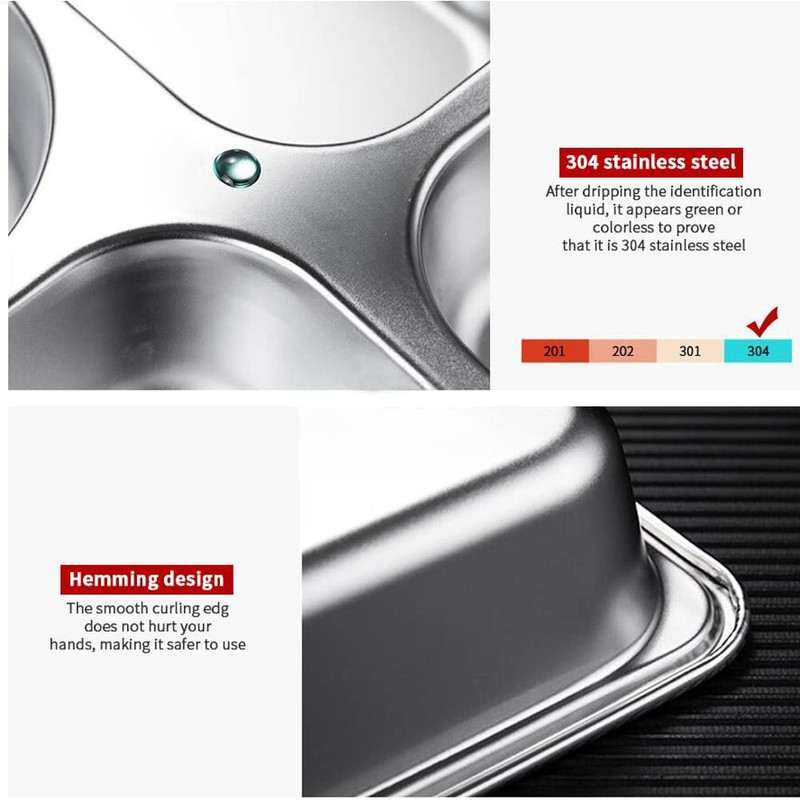 AIYoo 2 Pack Stainless Steel Divided Dinner Plates,Unbreakable Large Control