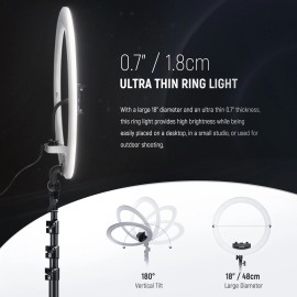 For Universal NEEWER Professional 18''Ultra Thin 45W Ring Light with Stand and Phone Holder