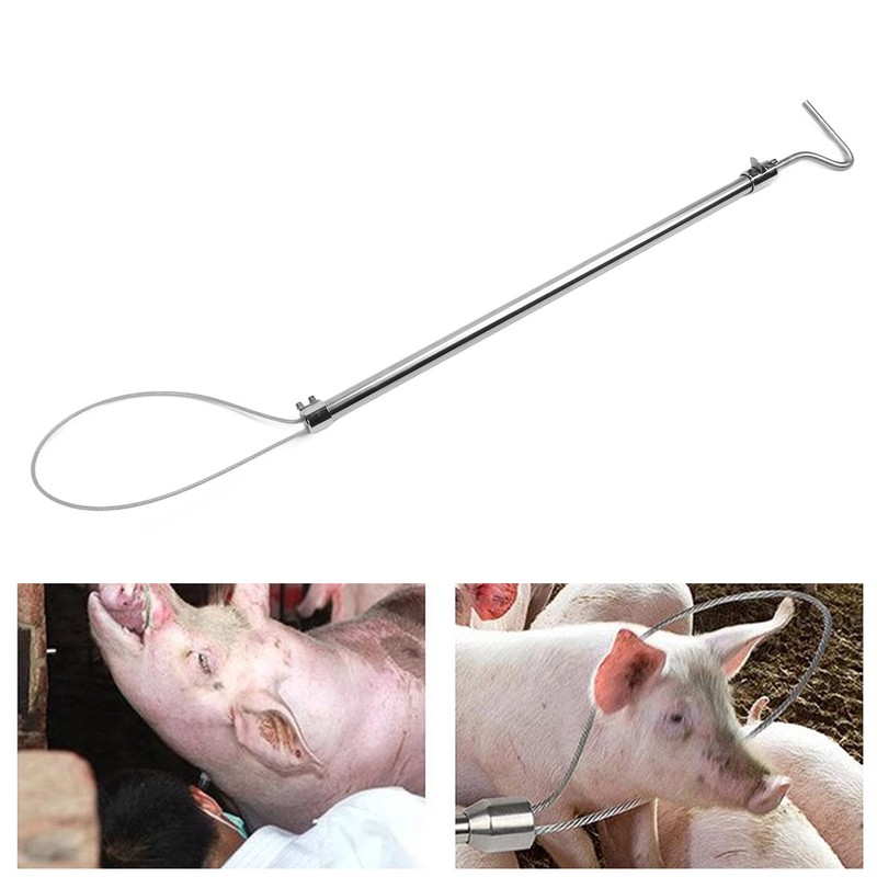 Pig Catcher Holder Stainless Steel Long Handle with Hook Animal