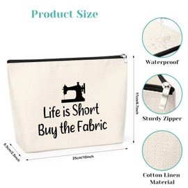 Sewing Gifts Makeup Bag Sewing Lovers Gift for Women Quilter Gifts Seamstress Gift Sewing Gifts for Sewing Lovers Thank You Gifts for Friend Colleague Quilting Presents for Quilters Makeup Travel Bag