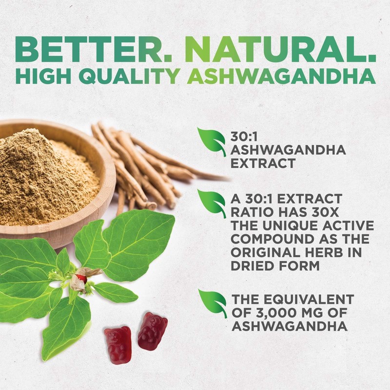 Ashwagandha Gummies 30:1 Extract - 3000mg Equivalent - Advanced Ashwagandha