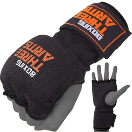 THREE ARMS Boxing Quick Vantage (S, M, Black, Hand Circumference Size: 7.1 - 8.3 inches (18 - 21 cm), Gel Absorbs Shocks, Easy to Put on and Take Off (Kickboxing/Martial Arts etc.), Fist Support, Wrist Support, Gloves, Three Arms