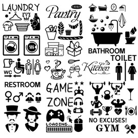 craspire Home Room Sign Sticker Black Game Zone Waterproof Removable Vinyl Wall Art Toilet Bedroom Kitchen Playroom Gym Decoration