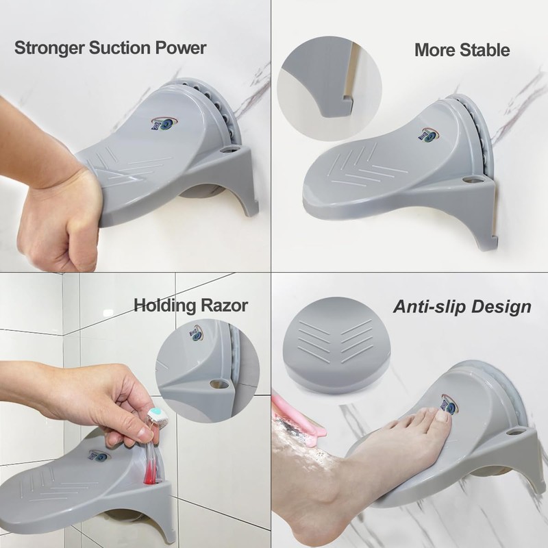 GH Upgraded Robust Grip Shower Foot Rest for Shaving Leg-Gray