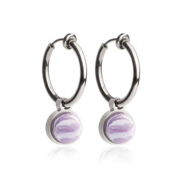 Ohrclips Creolen Silber ‚Ä¢ Clip Ohrringe mit Charm in lila