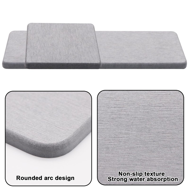 Water Absorbent Diatomite Coasters, Pack of 4, Grey Diatomite Absorbent