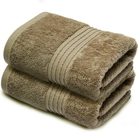 Makooz Premium 700 GSM Hand Towels for Bathroom 2 Pack – 100% Natural Ring-Spun Egyptian Cotton – Luxurious Ultra Soft, Quick Dry, Absorbent, Plush Bath Guest Towel Set, Home Hotel Spa - Latte 50x85CM