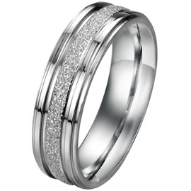JewelryWe Matte Finished Engagement Ring Stainless Steel Couple Wedding Band Rings (Men's Size Z+4)