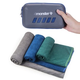 4Monster Microfiber Travel Towels Super Absorbent, Fast Drying Water Sport Camping Towel, Ultra Soft Compact Gym Towel for Beach Hiking Yoga Travel Sports Backpack and Boat
