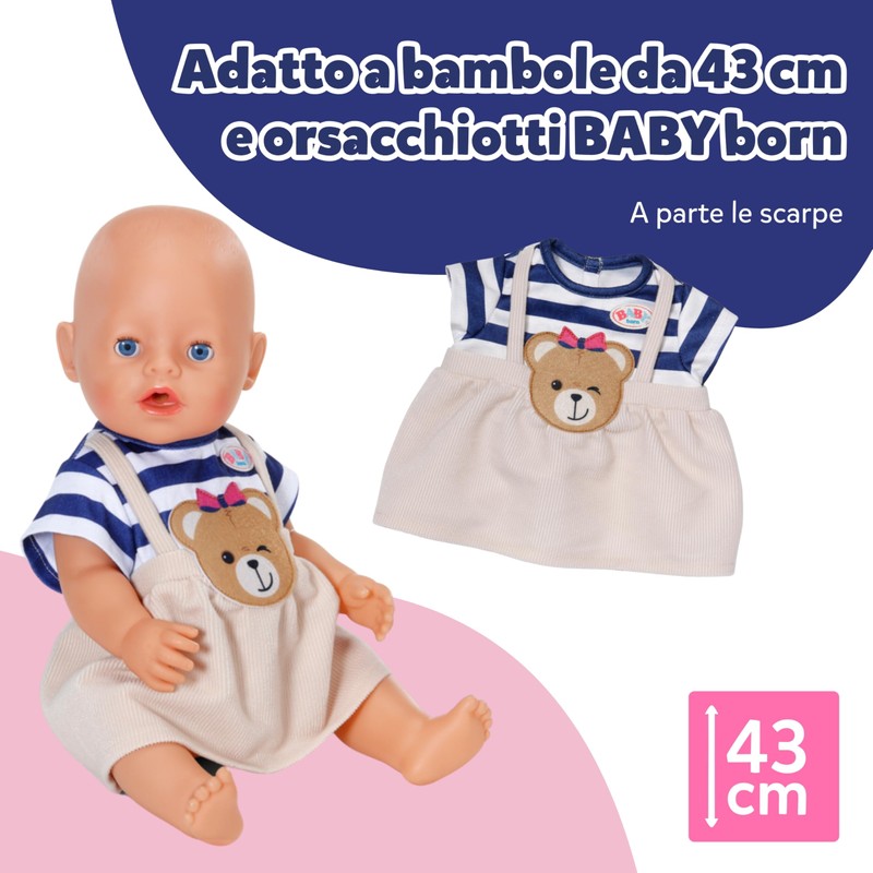 BABY born Teddy Abito a righe con applicazione di orsetto