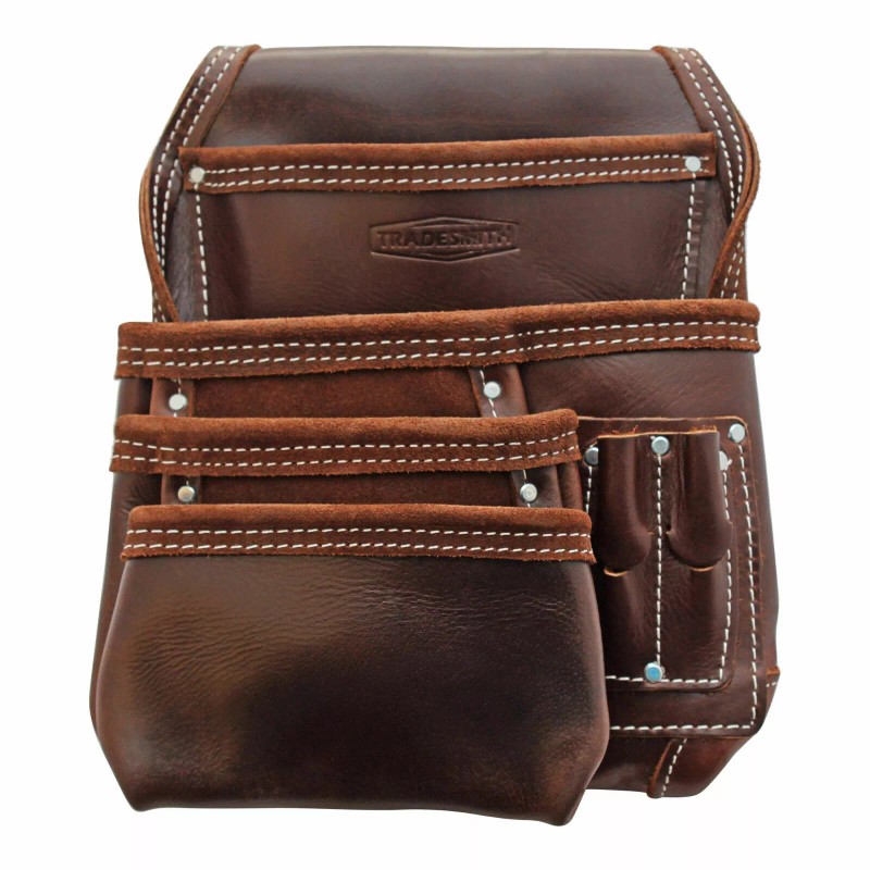 TradeSmith TS5229- 7 Pocket Top Grain Leather Tool Pouch