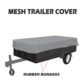 XTARPS - 8x12 Utility Trailer mesh Cover with 10 pcs of 9" Rubber Bungee