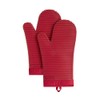 KITCHENAID Ribbed Soft Silicone Oven Mitt 2-Pack Set, 7.5"x13", Passion