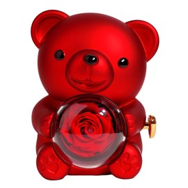 Enwye Preserved Real Rose, Bear Ornament with I Love You Necklace, Eternal Flower Gifts for Women Wife Girlfriend on Anniversary, Valentine's Day, Birthday, Thanksgiving
