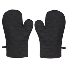 Oven Mitts Heat Resistant Mitts for Burning Preventing Anti-slip Dirt Discreet Durable Flexible Non Slip Cotton Kitchen Oven Mitts Oven Range Baking Cakes Cooking Pot Cooking Set of 2 Black