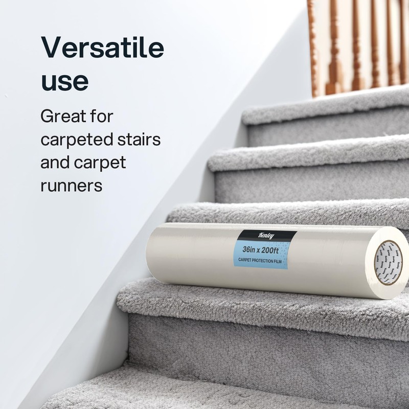 Kenley Carpet Protection Film - Self Adhesive Plastic Carpet Protector