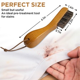 TAKAVU Stain Brush, Horsehair Bristle Laundry Brush for Stain Removal, Cleaning Brush with Ergonomic Handle, Suitable for Delicate Fabrics Without Damage, Perfect for Laundry, Shoes, Boots, Home