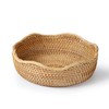 YANGQIHOME Rattan Bread Basket, Round Fruit Baskets, Scalloped Wicker Storage