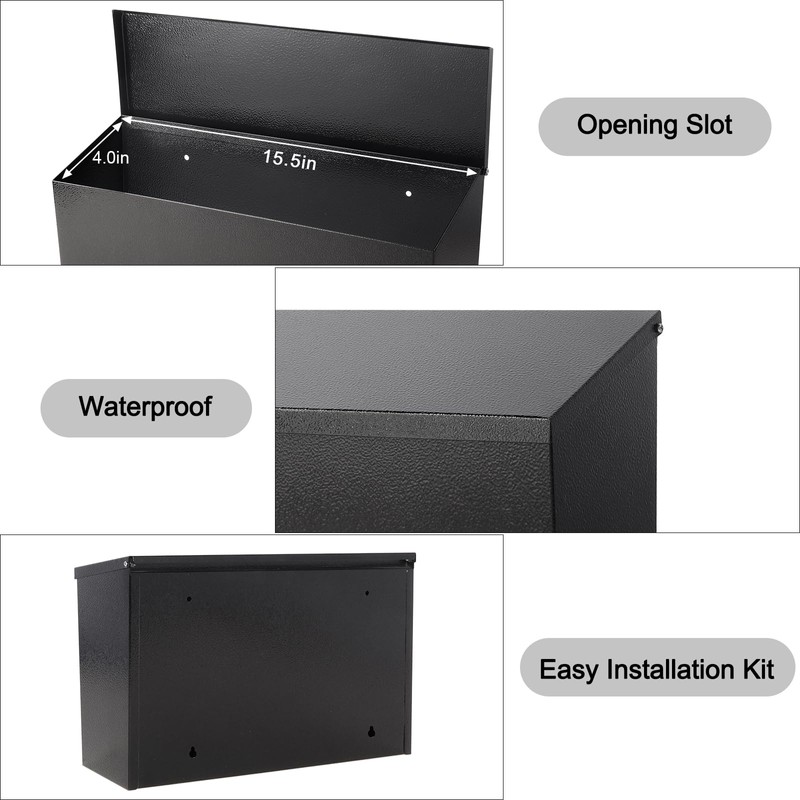 Wall-Mount Mailbox for Outside,Galvanized Steel Metal Post Box,Large Capacity Mail