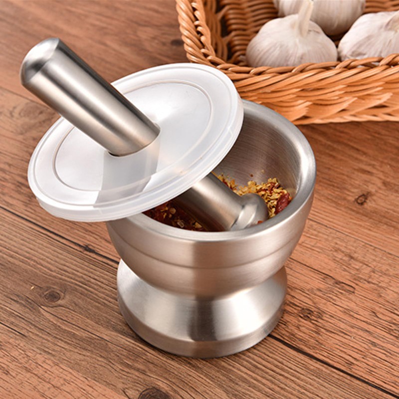 Bekith Mortar and Pestle Sets 18/8 Brushed Stainless Steel Spice