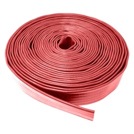 Gloxco 1-1/2" Red Heavy Duty Lay Flat Hose for Discharge or Backwash Water Transfer Applications, Reinforced PVC, 25' Length
