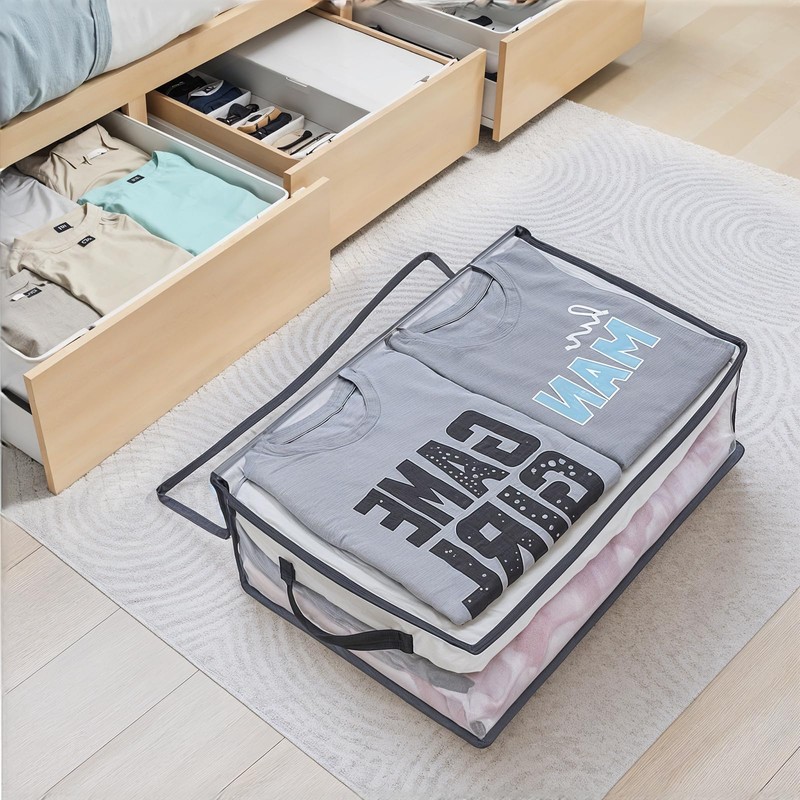 6Pcs Clear Blanket Storage Bags with Zipper, Plastic Storage Bags