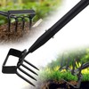 Garden Hoe, 2-in-1 Stirrup Action Hoe with 4-Tine Cultivator Rake,