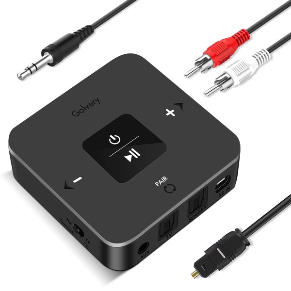 Golvery Bluetooth 5.0 Transmitter Receiver for TV Airplane, 2 in