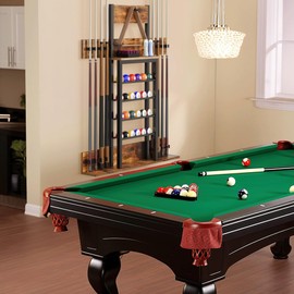 YITAHOME Pool Stick Holder, Multi-Tiered Billiard Cue Racks, Wall-mounted Cue and Ball Organizer for Game Rooms, Home or Club