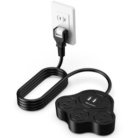 Cat Paw Shaped Power Strip, Lotus Root, Pink, USB Outlet, Extension Cord, 3 Sockets, 3 x USB-C (USB-C 20W, PD3.0, Rapid Charging), 1500W/13A, 180° Swing Plug, Lightning Surge Guard, Office, Home,