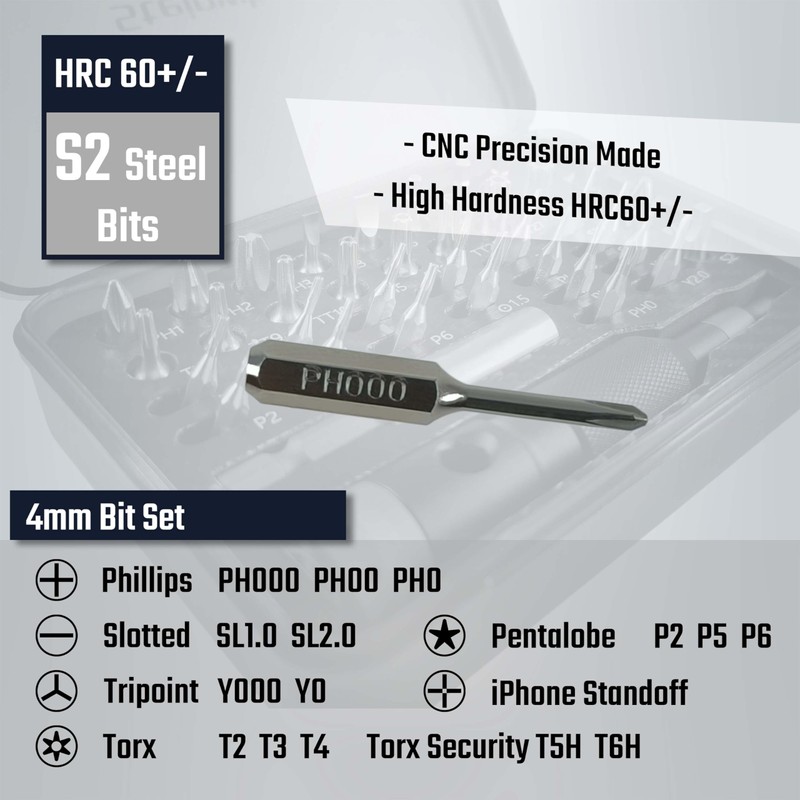 Steinwhale 39in1 Bearing Screwdriver Set with 1/4’’ and 4mm Magnetic