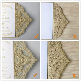 Picky Bride 50 Pcs 5" x 7.3" Laser Cut Hollow Wedding Invitations Kits, Gold Blank Invitation Cards with Envelopes for Wedding, Bridal Shower, Engagement, Anniversary Invite